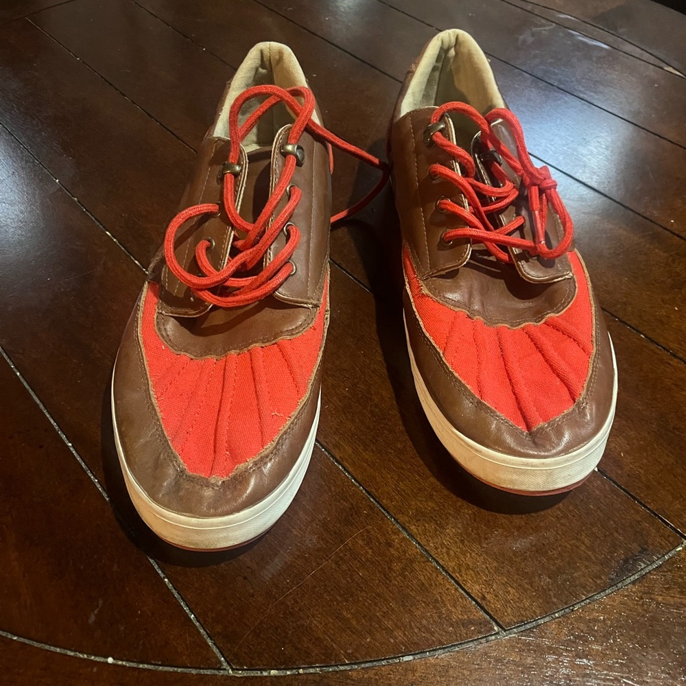 Ralph Lauren Brown and Red Sneakers Casual Two-Tone Design